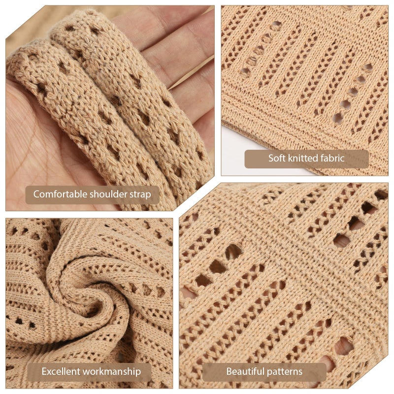 WantGor Crochet Bags, Beach Mesh Tote Bag Womens Shoulder Shopping Handbag Casual Travel Totes Bag Foldable Hobo Bags (Brownish Yellow) - Image 5