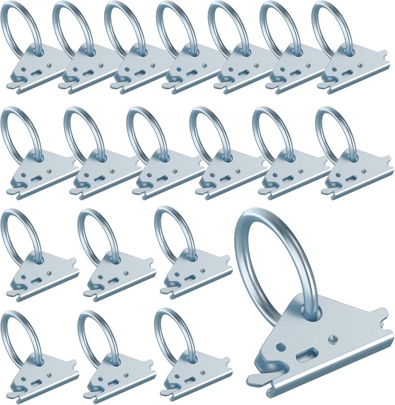Eapele 20pcs Steel E-Track O Ring Tie-Down Anchors, Secure Cargo in Enclosed/Flatbed Trailers, Trucks, Load Limit of 1500lb(Silver) - Image 1