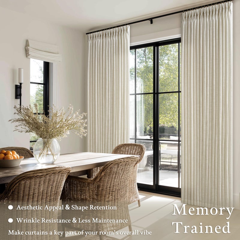 TWODRAPES Beige Flax Linen Curtains 96 Inches Long for Living Room Dining 2 Panels Burlap Textured Pinch Pleated Drapes Hooks Farmhouse Neutral Light Filtering Semi Sheer Tan 96 Inch Curtain for Bedroom 50x96 - Image 2