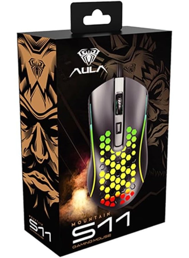 أولا ماوس ألعاب S11 بأربعة مفاتيح، ألوان قوس قزح، إضاءة خلفية RGB، ماوس ألعاب سلكي عالمي بمنفذ USB لأجهزة الكمبيوتر واللاب توب - Image 5