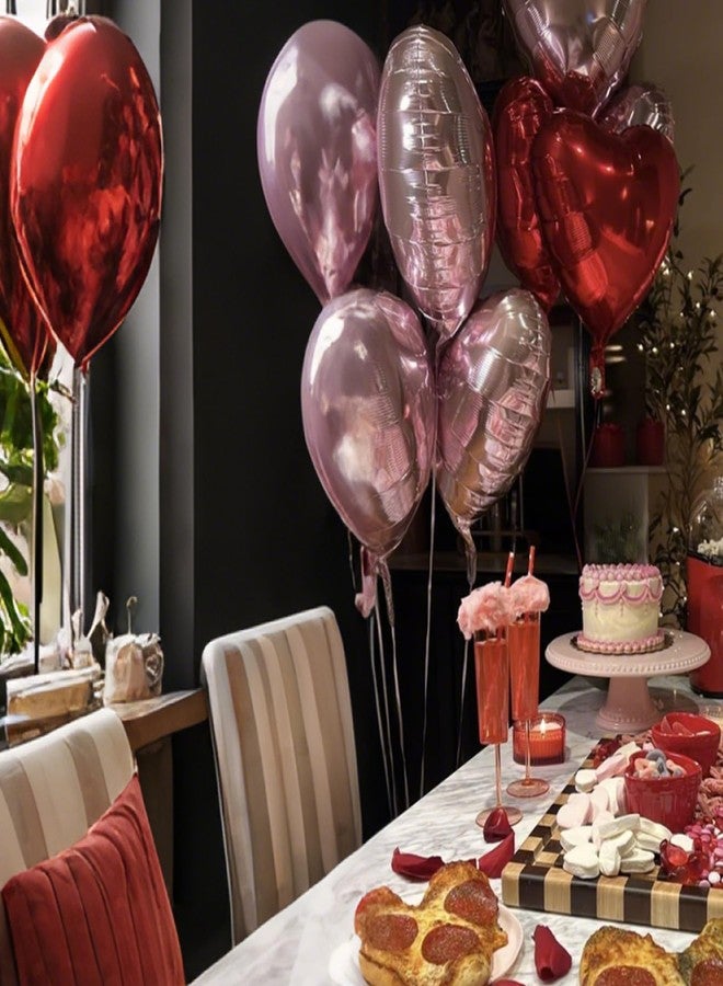 Vibzox Pink Red Heart Balloons, 18 Inch Light Heart Foil Shape Balloon, 12PCS Pearl Red Pink Helium Foil Love Balloon for Birthday Bridal Shower Engagement Wedding Valentine Party Decorations - Image 4