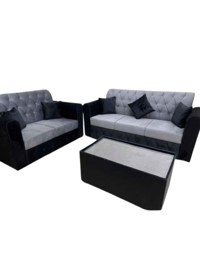 5– Seater Sofa Set With Table &Pillow 2+3 Grey/Black 190x80x80