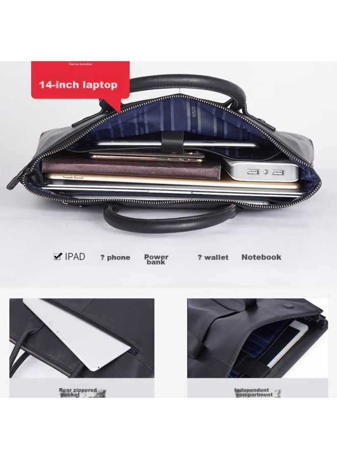 American Bison Meizhouyeniou Briefcase, Men's Business Bag, Genuine Leather Handbag, Top-grain Cowhide Laptop Bag, Men's Gift - Image 4