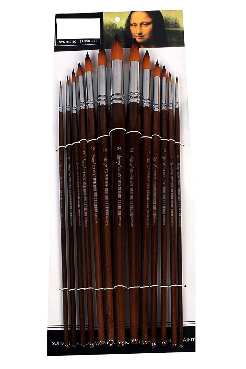 HOUSE HATCH Artist Watercolor Paint Brushes Set 13pcs - Round Pointed Tip Soft Anti-Shedding Nylon Hair Wood Long Handle - Detail Paint Brush for Watercolor, Acrylics, Ink, Gouache, Oil. - Image 5