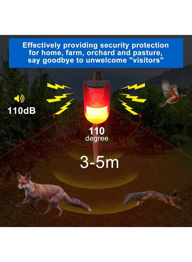 Aolyty Solar Motion Sensor Detector Siren Sound Alarm LED Warning Strobe Flashing Red Light Security Outdoor Waterproof Device Keep Animal Away for Home Warehouse Farm (Red Lampshade) - Image 3