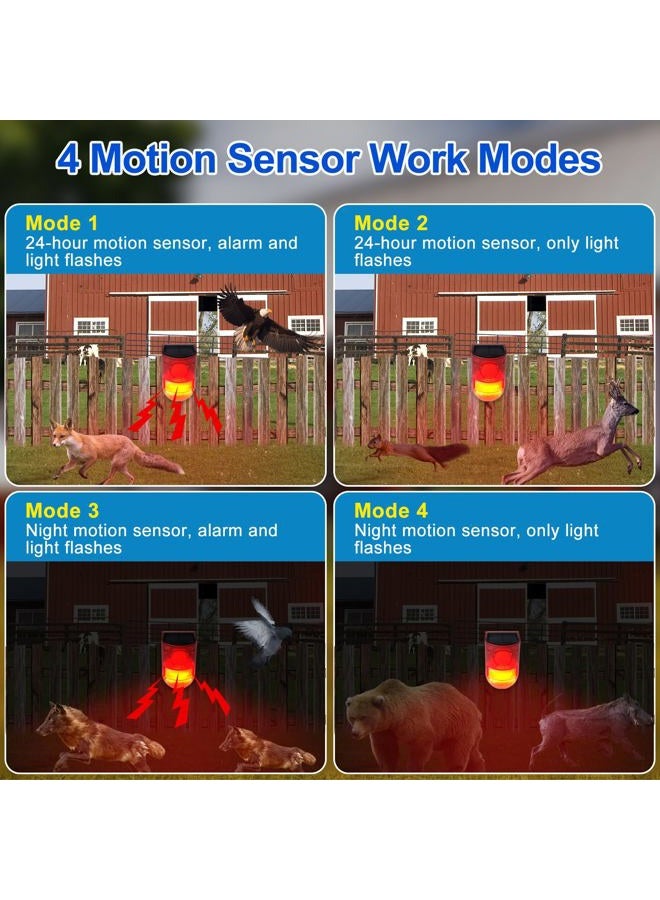 Aolyty Solar Motion Sensor Detector Siren Sound Alarm LED Warning Strobe Flashing Red Light Security Outdoor Waterproof Device Keep Animal Away for Home Warehouse Farm (Red Lampshade) - Image 4