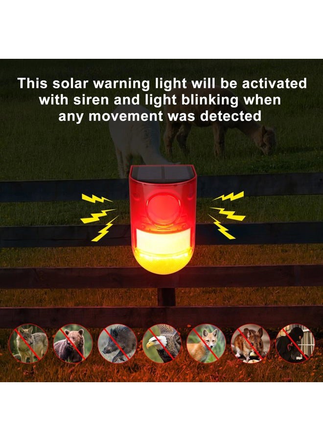 Aolyty Solar Motion Sensor Detector Siren Sound Alarm LED Warning Strobe Flashing Red Light Security Outdoor Waterproof Device Keep Animal Away for Home Warehouse Farm (Red Lampshade) - Image 5