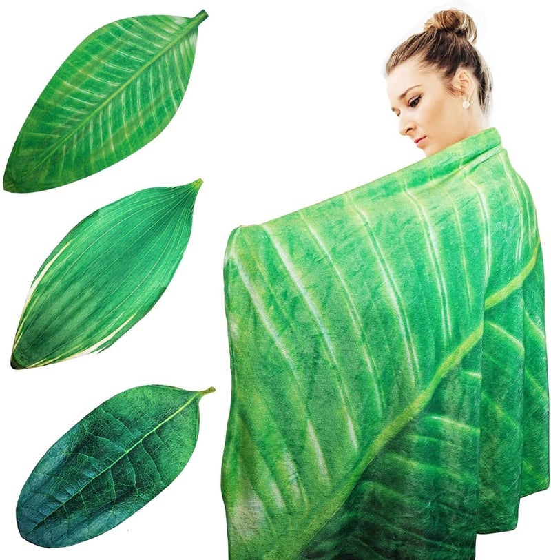cheekyglo Cute Large Green Leaf Plush Blanket, Large Leaf Blanket, Leaf Vein Shape Blanket Flannel Blanket, Funny Birthday Gift Blanket Leaf Blanket for Couch,Sofa,Travel,Bedroom,Living Room (C: 80*100cm) - Image 5