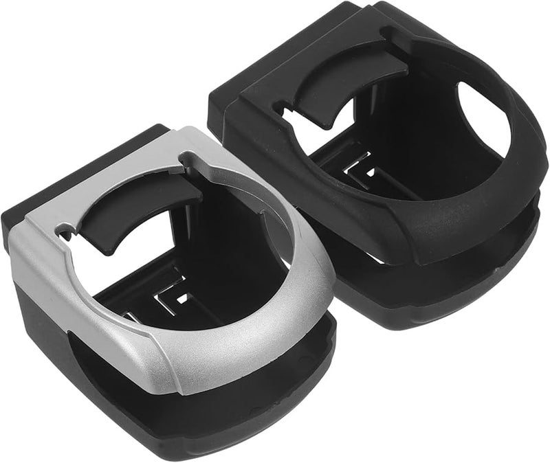 2pcs Universal Car Air Vent Cup Holder Mount For Water Bottles And Coffee Cups Black Gray - Image 1