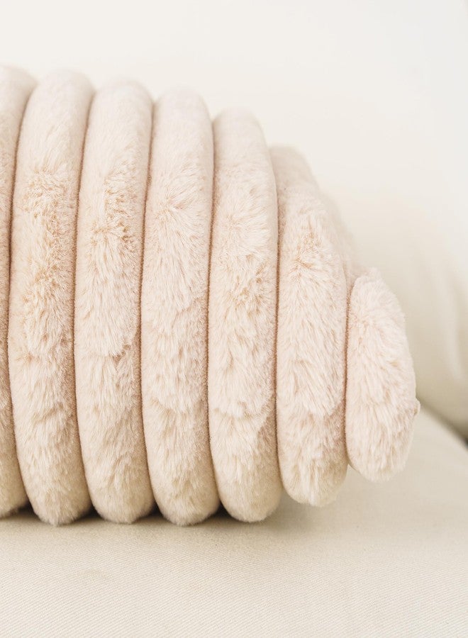 NiNi ALL Plush Throw Pillow Covers Beige 18x18 Inch Set of 2 Decorative Luxurious Pillow Cover Faux Fur Pillowcase Cushion Cases for Couch Sofa and Home Decor - Image 5