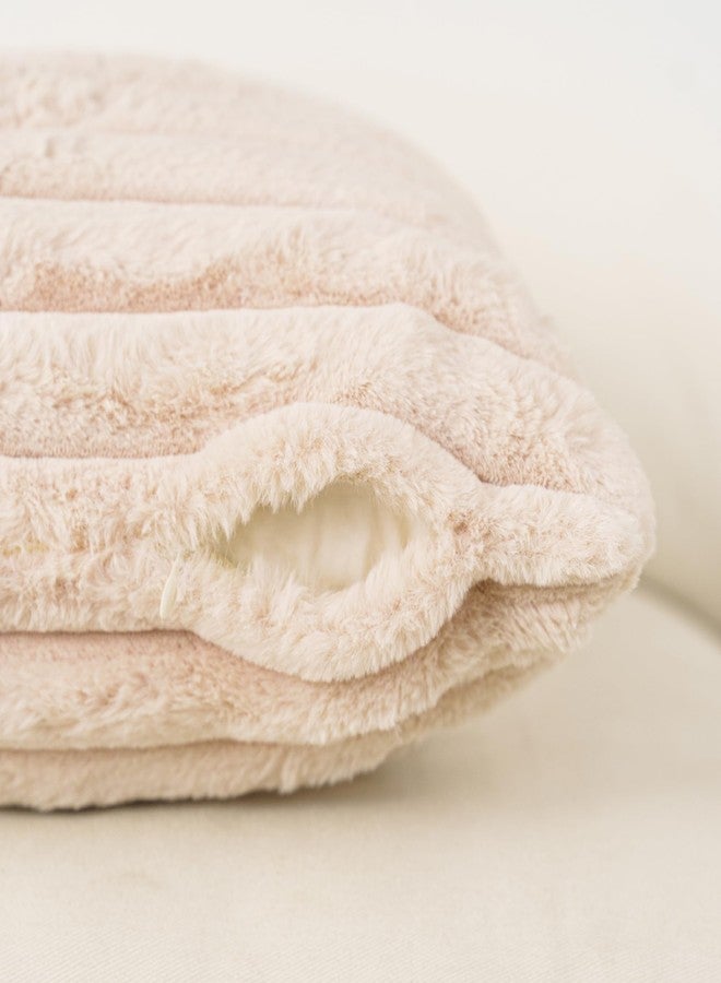 NiNi ALL Plush Throw Pillow Covers Beige 18x18 Inch Set of 2 Decorative Luxurious Pillow Cover Faux Fur Pillowcase Cushion Cases for Couch Sofa and Home Decor - Image 4