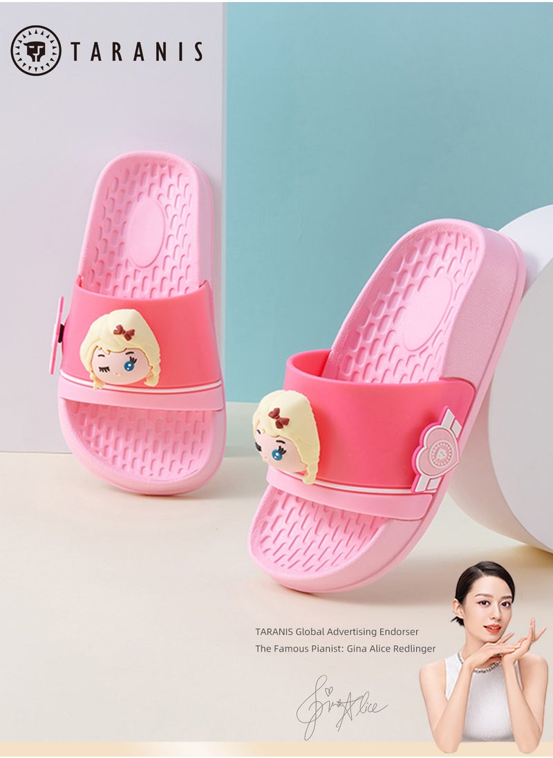 Taranis Kids Girls  Shower Cartoon Slippers,Anti-slip Flat Slippers,Quick Drying Lightweight Open Toe Shoes,Breathable Slide Slippers For Bathroom Beach Pool Travel,Indoor Outdoor Slipper  - Image 1