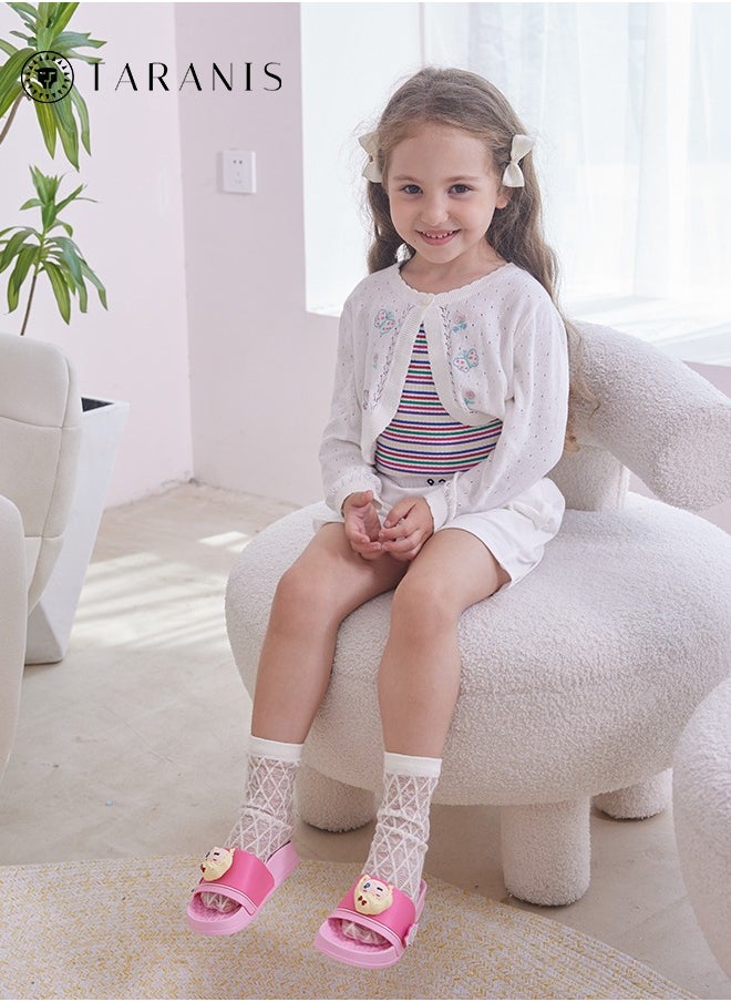 Taranis Kids Girls  Shower Cartoon Slippers,Anti-slip Flat Slippers,Quick Drying Lightweight Open Toe Shoes,Breathable Slide Slippers For Bathroom Beach Pool Travel,Indoor Outdoor Slipper  - Image 2
