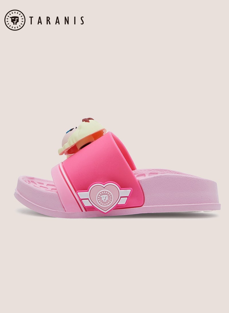 Kids Girls  Shower Cartoon Slippers,Anti-slip Flat Slippers,Quick Drying Lightweight Open Toe Shoes,Breathable Slide Slippers For Bathroom Beach Pool Travel,Indoor Outdoor Slipper