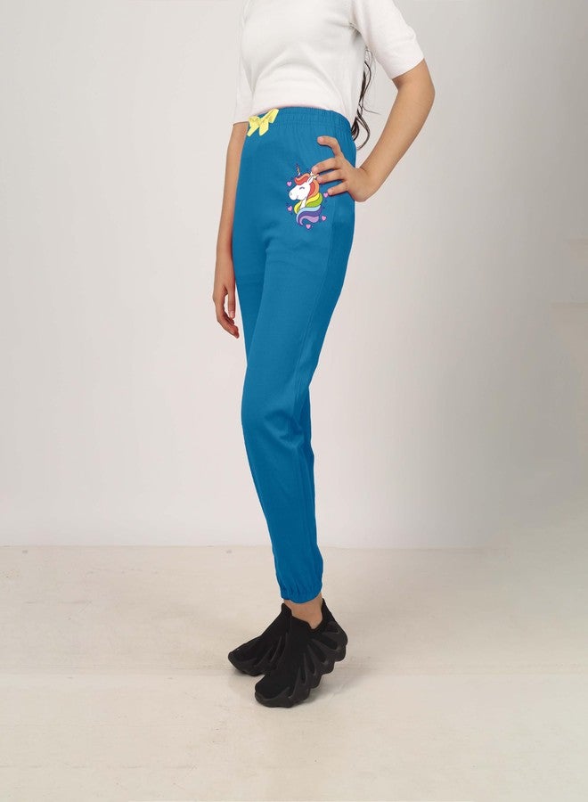 KYDA KIDS® 100% Pure Cotton Printed Regular fit Track Pants for Girls (Pack of 4) - Image 5