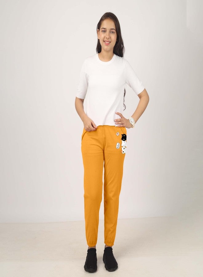 KYDA KIDS® 100% Pure Cotton Printed Regular fit Track Pants for Girls (Pack of 4) - Image 4