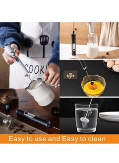 MIXDE Handheld Electric Whisk Frother,USB Rechargeable Foam Maker With 3 Stainless Whisks And 3 Adjustable Speeds Mixer For Coffee Matcha Latte Cappuccino Hot Chocolate  - Image 4