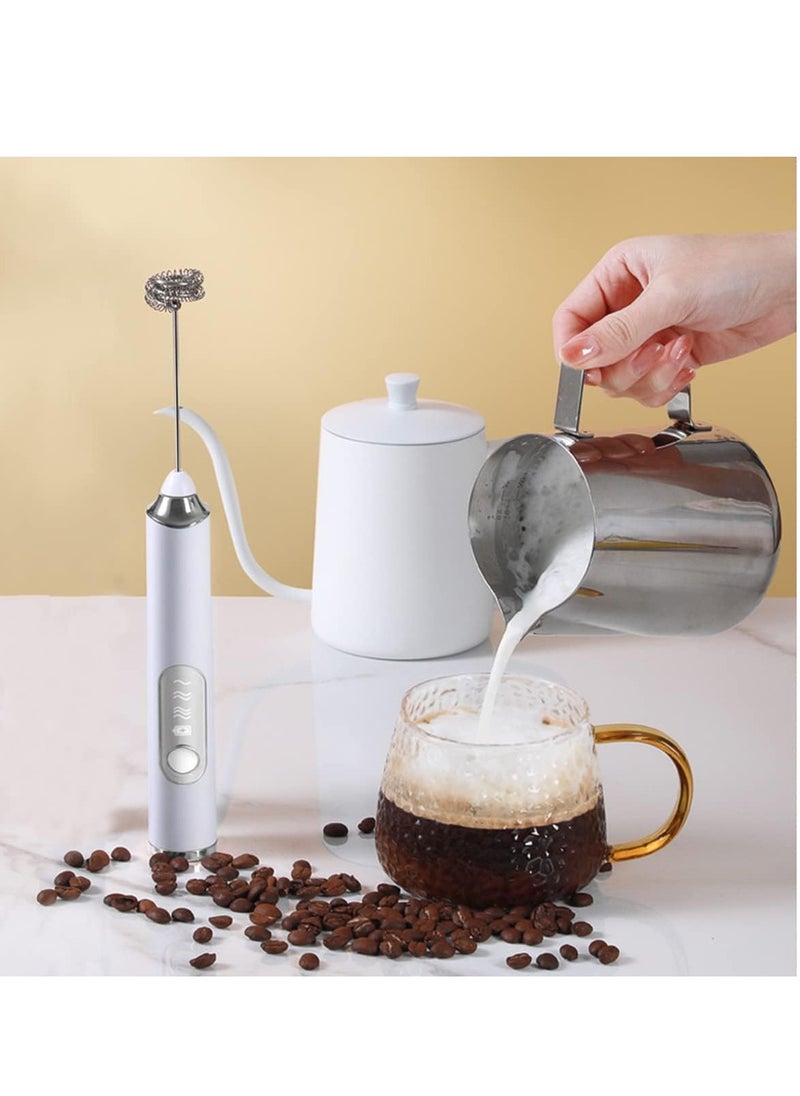 MIXDE - Handheld Electric Whisk Frother,USB Rechargeable Foam Maker With 3 Stainless Whisks And 3 Adjustable Speeds Mixer For Coffee Matcha Latte Cappuccino Hot Chocolate - Image 1