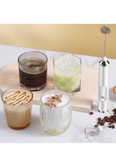 MIXDE Handheld Electric Whisk Frother,USB Rechargeable Foam Maker With 3 Stainless Whisks And 3 Adjustable Speeds Mixer For Coffee Matcha Latte Cappuccino Hot Chocolate  - Image 3