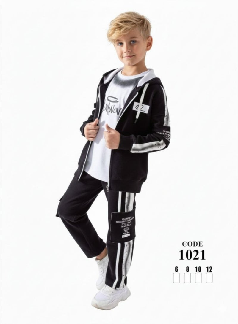 Diva Boys' 2-Piece Set (Diva Brand) - Royal Black Color - Size 12 Years - Premium Cotton Milton Fabric for Ultimate Comfort & Winter Warmth - Image 1