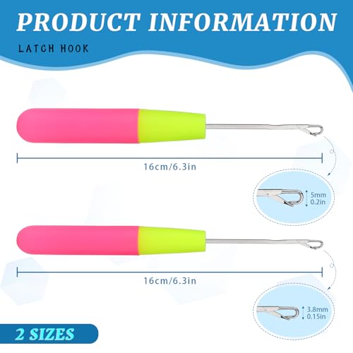 MORFEN 2 Pcs Latch Hook, Different Sizes Latch Hook Tool (0.2in + 0.15in), Crochet Needles for Hair, Hair Crochet Hook for Scarf Carpet Making and Art Crafts - Image 2