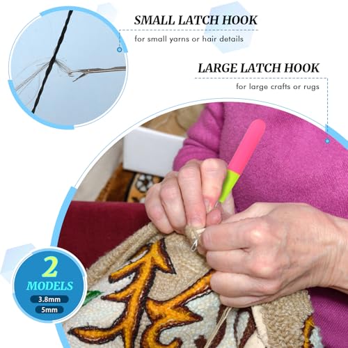 MORFEN 2 Pcs Latch Hook, Different Sizes Latch Hook Tool (0.2in + 0.15in), Crochet Needles for Hair, Hair Crochet Hook for Scarf Carpet Making and Art Crafts - Image 5