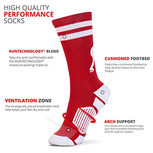ChalkTalkSPORTS Hockey Performance Crew Socks - Hockey Player - Mid-Calf Socks - Red/White - Adult Size - Image 3