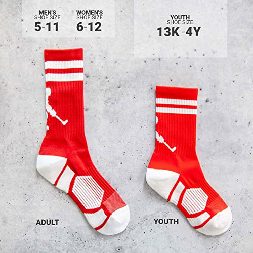 ChalkTalkSPORTS Hockey Performance Crew Socks - Hockey Player - Mid-Calf Socks - Red/White - Adult Size - Image 5