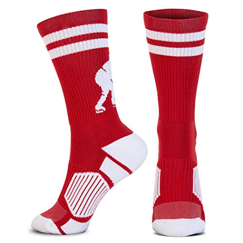 ChalkTalkSPORTS Hockey Performance Crew Socks - Hockey Player - Mid-Calf Socks - Red/White - Adult Size - Image 2
