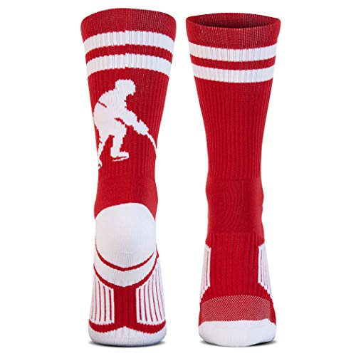 ChalkTalkSPORTS Hockey Performance Crew Socks - Hockey Player - Mid-Calf Socks - Red/White - Adult Size - Image 1
