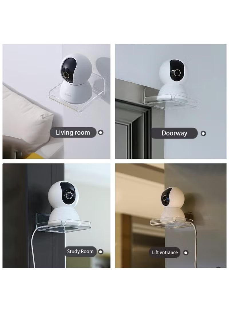 Acrylic Small Wall Shelf Set of 2 for Security Cameras, Speakers, Baby Monitors, Floating Shelves Easy to Install No Drill (Clear) - Image 2