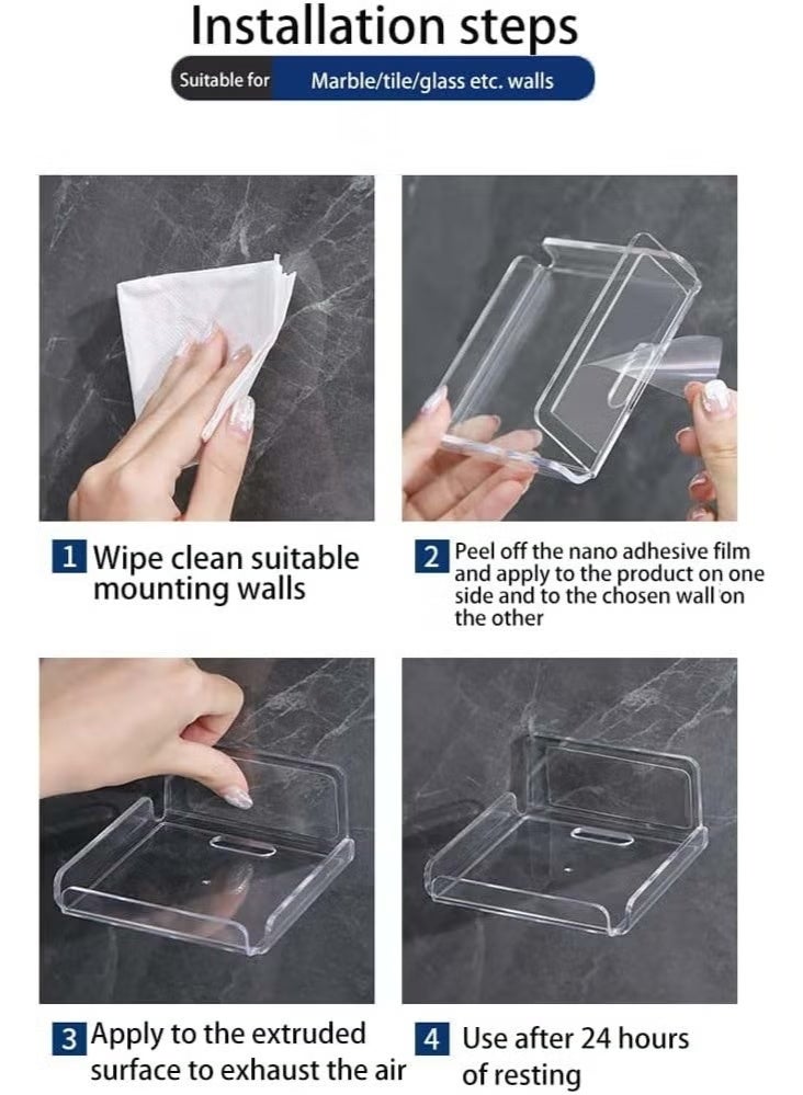 Acrylic Small Wall Shelf Set of 2 for Security Cameras, Speakers, Baby Monitors, Floating Shelves Easy to Install No Drill (Clear) - Image 3