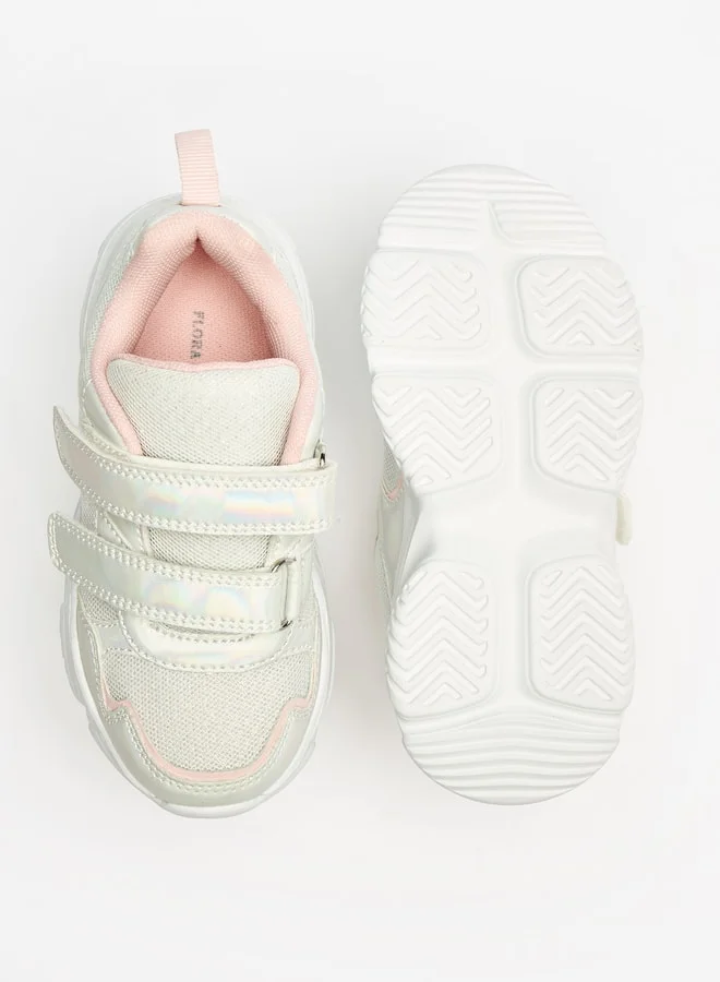 Flora Bella By Shoexpress Girls Textured Shoes with Hook and Loop Closure