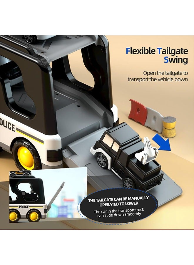 DURKU Police Truck Car Transport Toy Set for 3+ Year Old Boys, Light and Sound Toddler Gift - Image 5