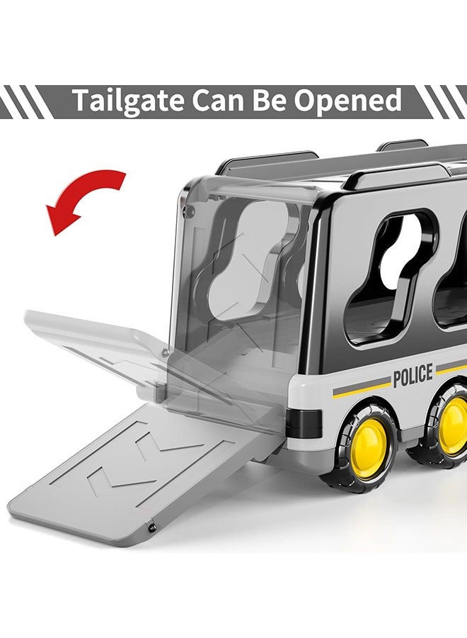 DURKU Police Truck Car Transport Toy Set for 3+ Year Old Boys, Light and Sound Toddler Gift - Image 3