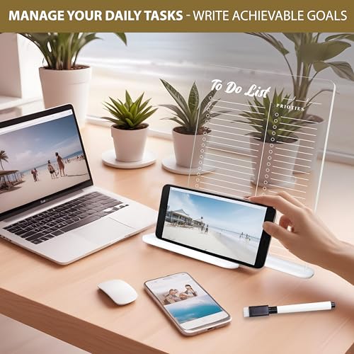 True Flair Trueflair Acrylic Board for Desk (24x16 CM)| Best Planner & Organiser for Enhancing Productivity | White Acrylic Base with Slot for Phone | Including Dry Erase Marker (to Do List, Design 1) - Image 3