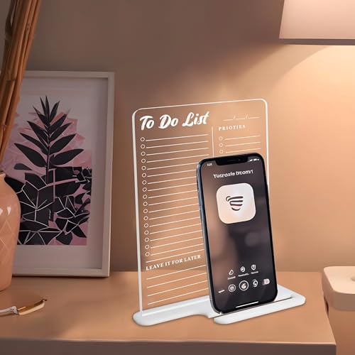 True Flair Trueflair Acrylic Board for Desk (24x16 CM)| Best Planner & Organiser for Enhancing Productivity | White Acrylic Base with Slot for Phone | Including Dry Erase Marker (to Do List, Design 1) - Image 2