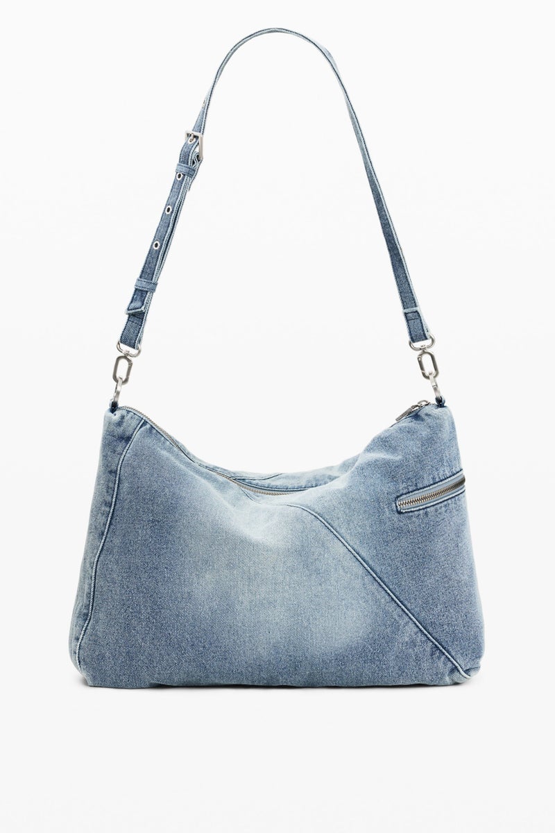 DESIGUAL Large shoulder bag in denim fabric with interchangeable straps - Image 4