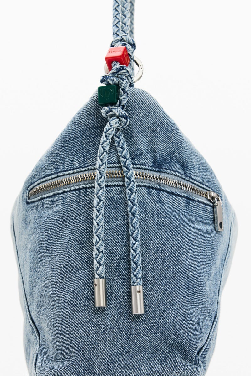 DESIGUAL Large shoulder bag in denim fabric with interchangeable straps - Image 5