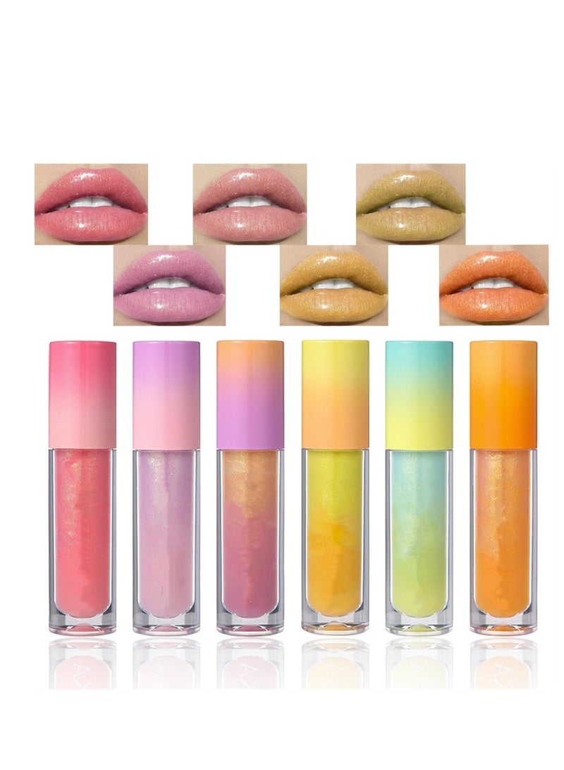 6 PCS Long Lasting Lip Oil Light Lipgloss Set, Glitter Liquid Lip Gloss, Non Sticky, Hydrating Lip Oils With a High Shine Glossy Finish - Image 1