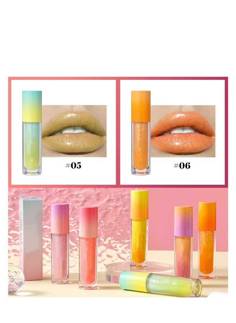 6 PCS Long Lasting Lip Oil Light Lipgloss Set, Glitter Liquid Lip Gloss, Non Sticky, Hydrating Lip Oils With a High Shine Glossy Finish - Image 3