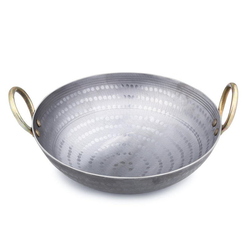 PTR Smooth Edge Iron Kadai 2 Litre 10.5 Inch Food Grade Hammered Heavy Base Lohe Ki Kadhai Metal Spoon Friendly Gas Induction Compatible 20 Year Warranty 1250 Gram - Image 3