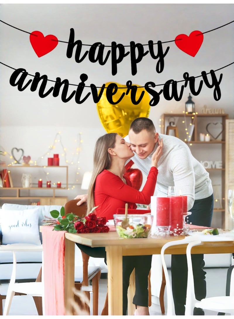 RTYY Happy Anniversary Banner, Anniversary Party Decorations,2.45m Long for Anniversary Celebration Wedding Anniversary Engagement , Romantic Decor - Image 2