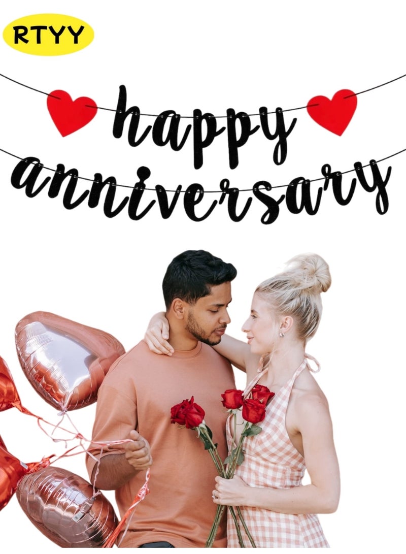 RTYY Happy Anniversary Banner, Anniversary Party Decorations,2.45m Long for Anniversary Celebration Wedding Anniversary Engagement , Romantic Decor - Image 1