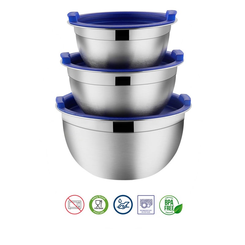 Kraft ​Kraft Stainless Steel Food Storage Containers Set of 3 (14cm, 16cm, 18cm) | Airtight Tiffin/Lunch Box with BPA-Free Lids | Durable Steel Snacks Dabba | 2-Year Warranty – Blue - Image 5