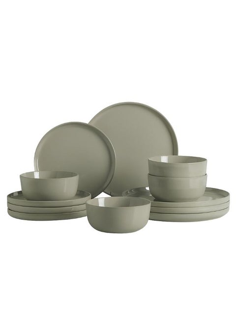 12-Piece Stoneware Dinner Set Plates, Dishes, Bowls Serves 4 Grey