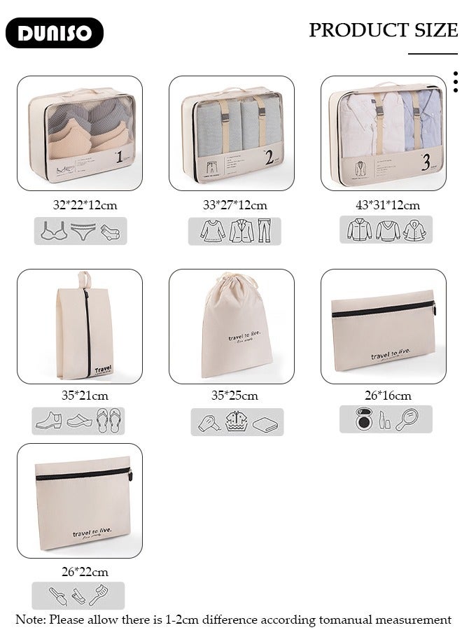 DUNISO 7 Piece Travel Organizer Bags for Luggage, Waterproof and Durable Travel Bags, Packing Cubes for Travel, Compression Cubes for Suitcases, Travel Bags for Clothes, Toiletries, Clothing, Underwear  - Image 4