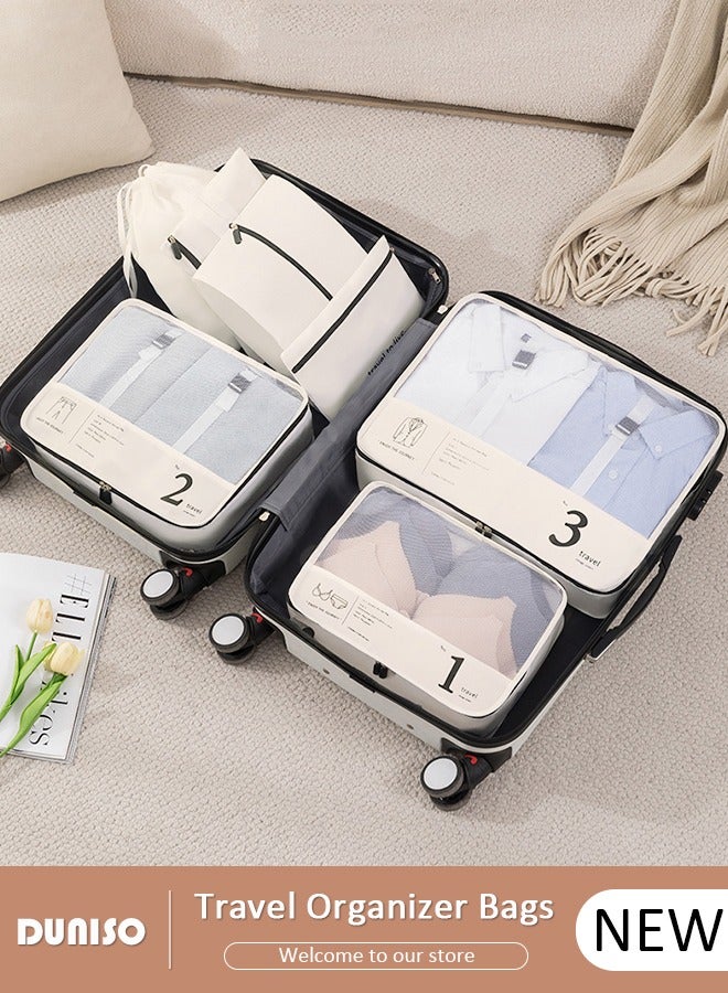DUNISO 7 Piece Travel Organizer Bags for Luggage, Waterproof and Durable Travel Bags, Packing Cubes for Travel, Compression Cubes for Suitcases, Travel Bags for Clothes, Toiletries, Clothing, Underwear  - Image 1