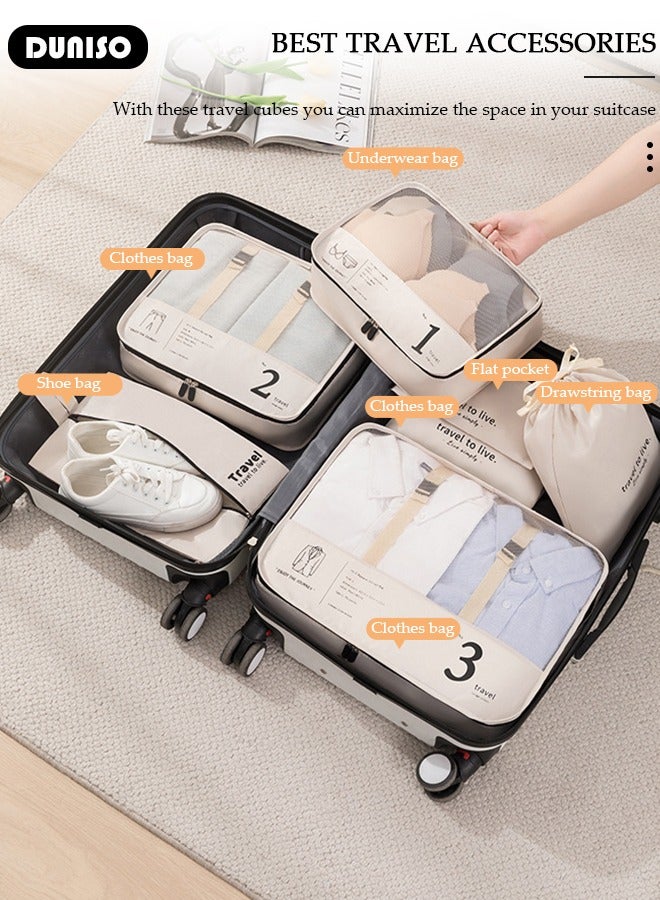 DUNISO 7 Piece Travel Organizer Bags for Luggage, Waterproof and Durable Travel Bags, Packing Cubes for Travel, Compression Cubes for Suitcases, Travel Bags for Clothes, Toiletries, Clothing, Underwear  - Image 2