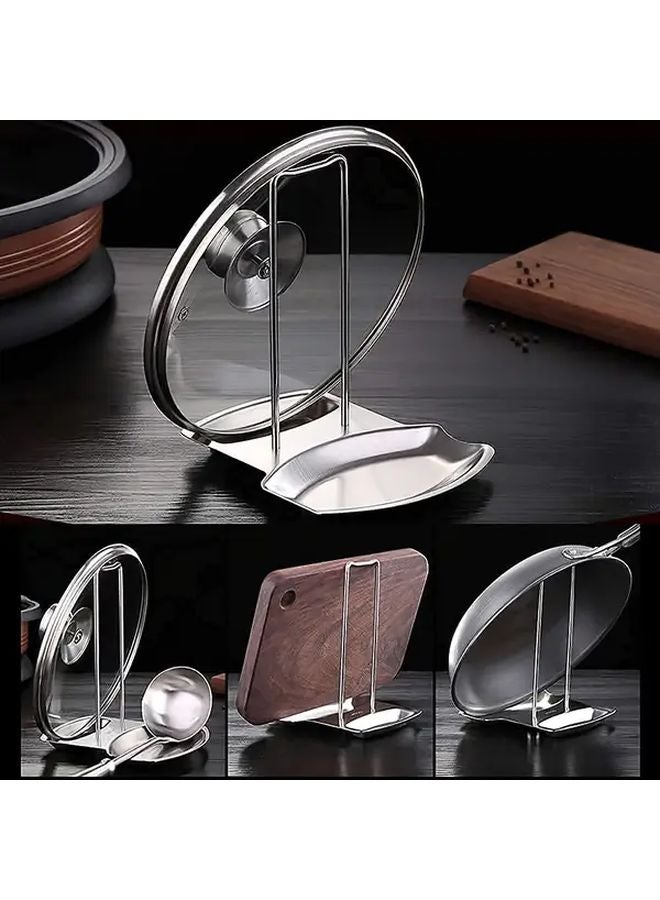 حامل غطاء الفولاذ المقاوم للصدأ، حامل ملعقة، منظف مطبخ موفر للمساحة، تصميم بسيط - Image 3